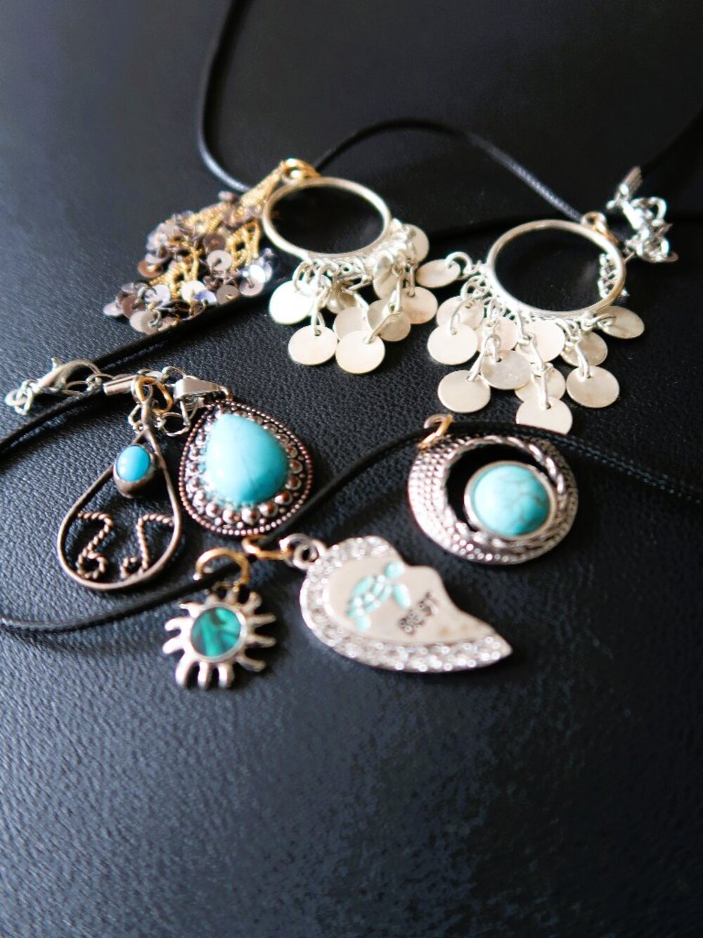 8 Assorted Boho Pendants - Turquoise Teardrop Moon Turtle "BEST" Jewelry Makers